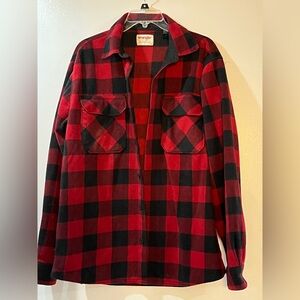 Wrangler Flannel Style Fleece Jacket Mens Sz Large